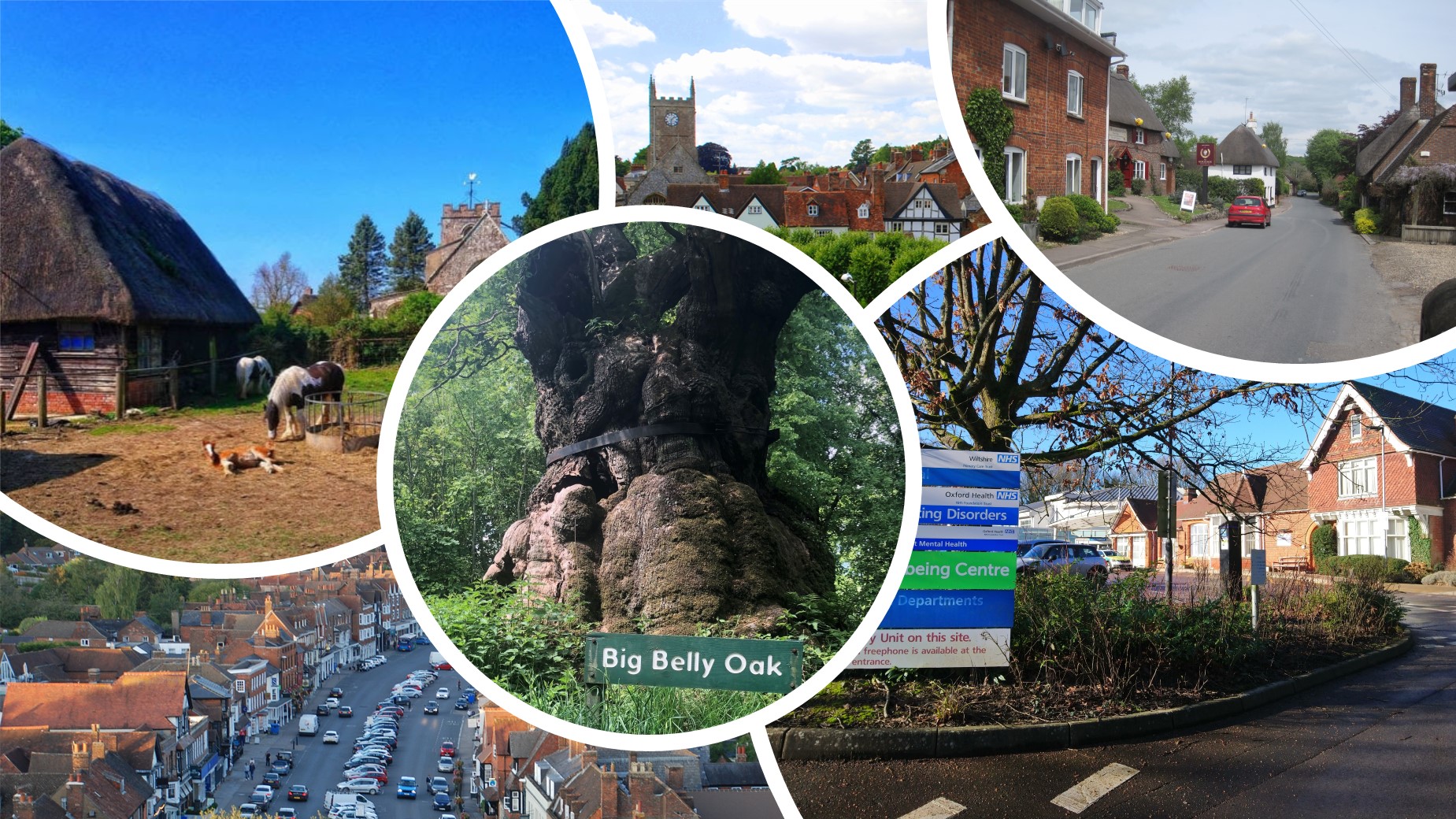 a collage photo showing scenes from the parishes included in the neighbourhood plan area