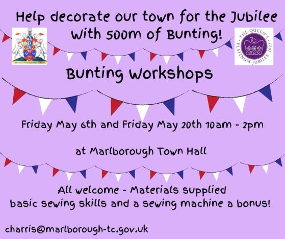 a poster inviting people to join bunting making workshops