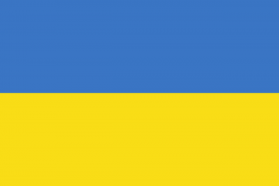 a representation of a flag. the top half is blue, the bottom half is yellow. The flag of Ukraine