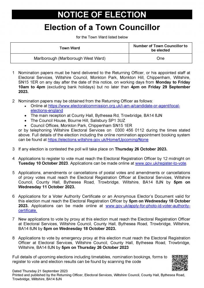 Notice-Of-Election---Marlborough-Town-Council-Marlborough-West-Ward-FINAL