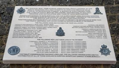 Portland Stone Memorial Tablet listing the names of all men who died and those awarded gallantry medals