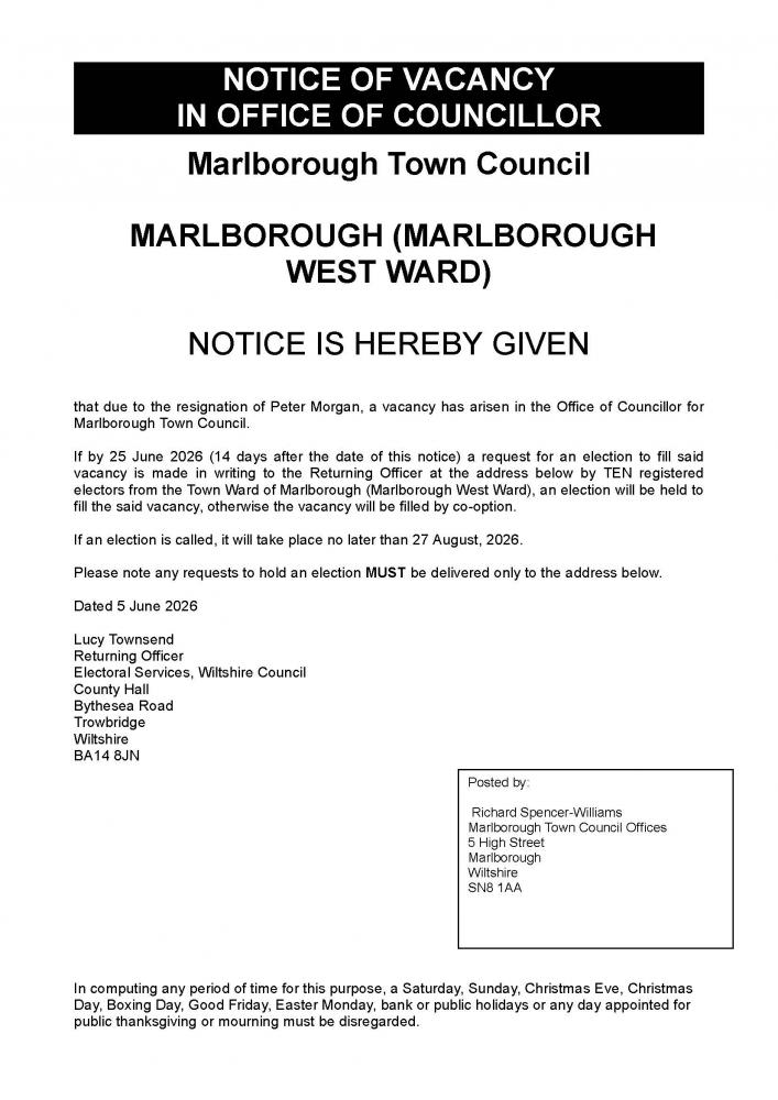 formal notice of vacancy